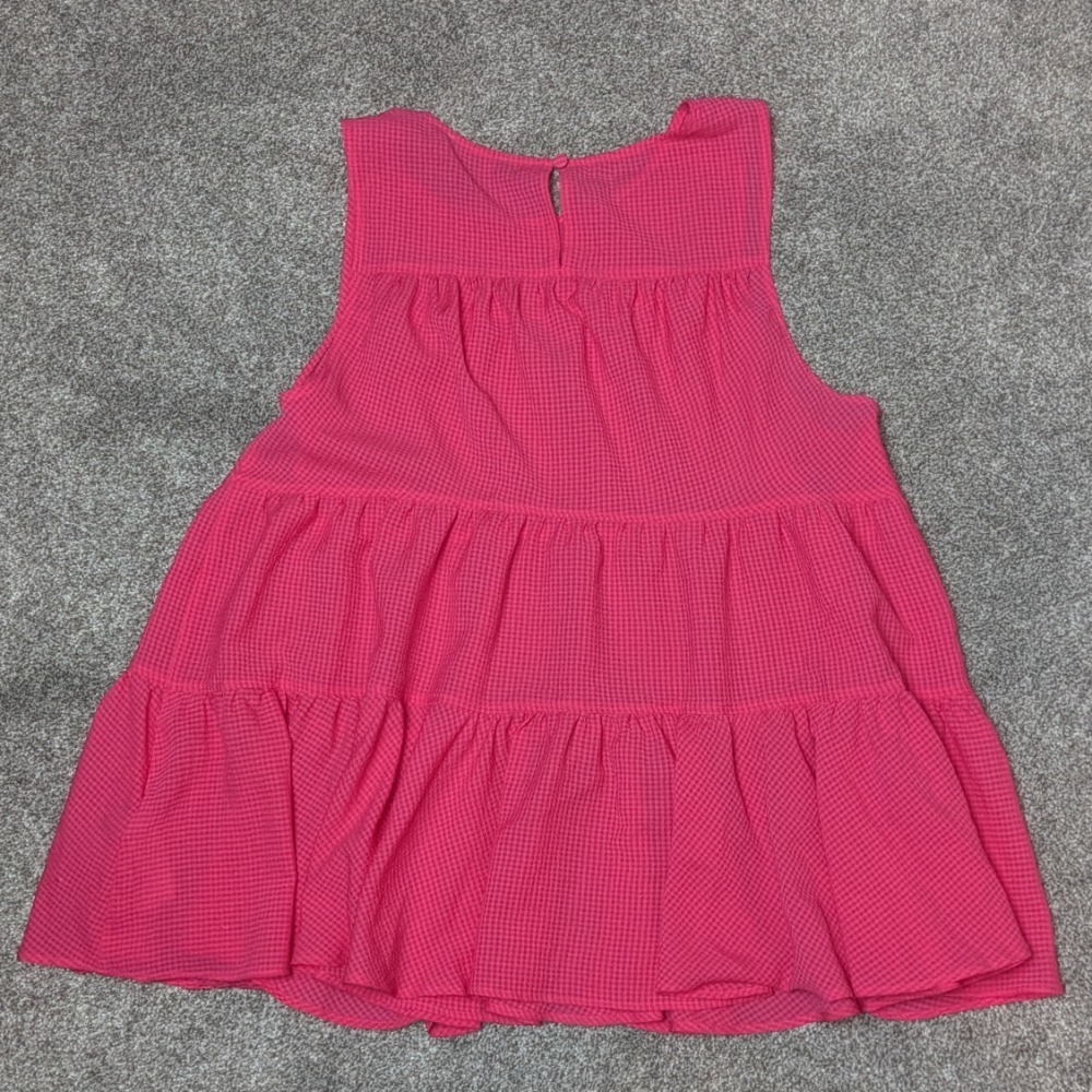 Banana Republic‎ Seersucker Tiered Pink Babydoll Tank Top Women's Medium Tall - Picture 7 of 8